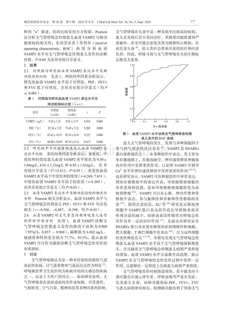 支气管哮喘急性期患儿血清VAMP2水平表达及其临床意义.pdf_第3页