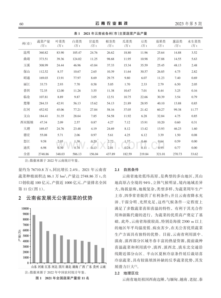 云南省无公害蔬菜生产现状及发展思路.pdf_第2页