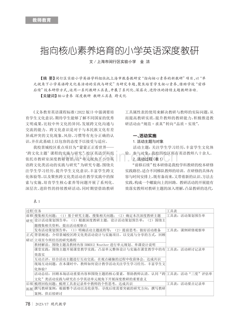 指向核心素养培育的小学英语深度教研.pdf_第1页