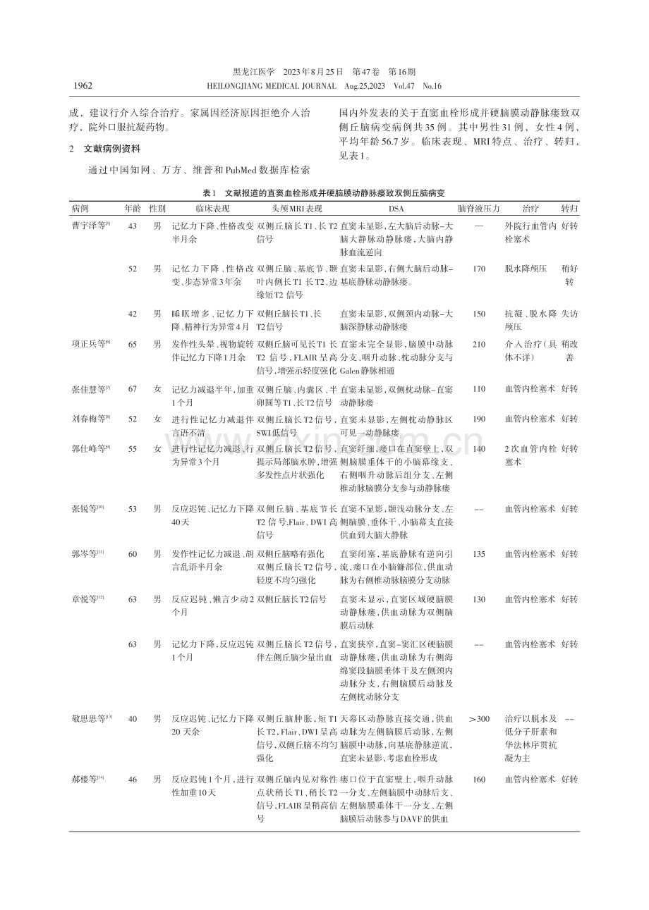 直窦血栓形成并硬脑膜动静脉瘘致双侧丘脑病变：附1例报告及文献分析.pdf_第3页