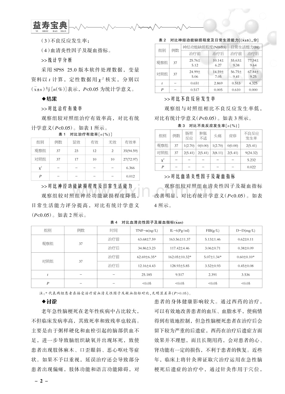 针灸辨证取穴治疗老年急性脑梗死的临床效果.pdf_第2页