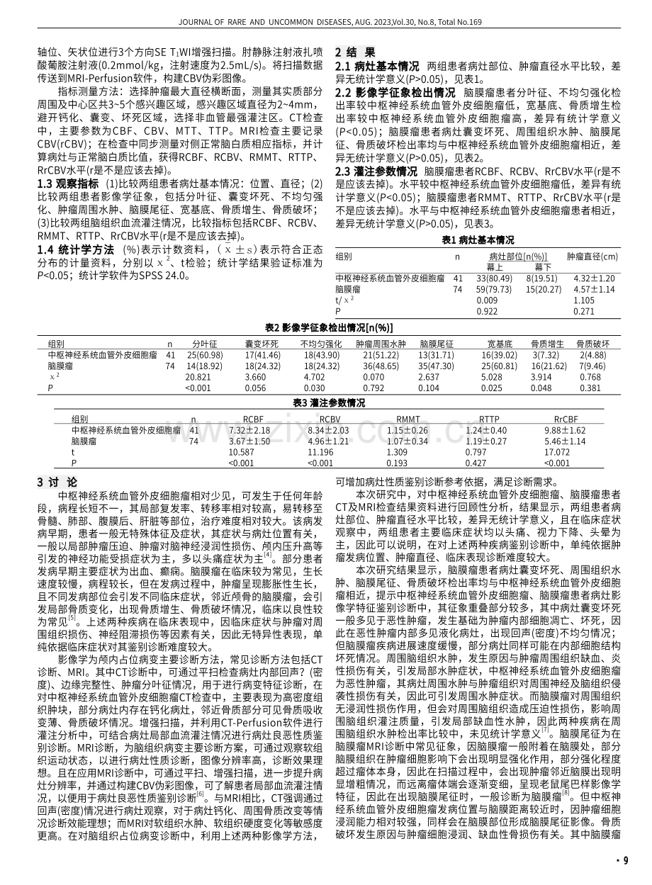 中枢神经系统血管外皮细胞瘤与脑膜瘤鉴别诊断中CT、MRI的应用.pdf_第2页