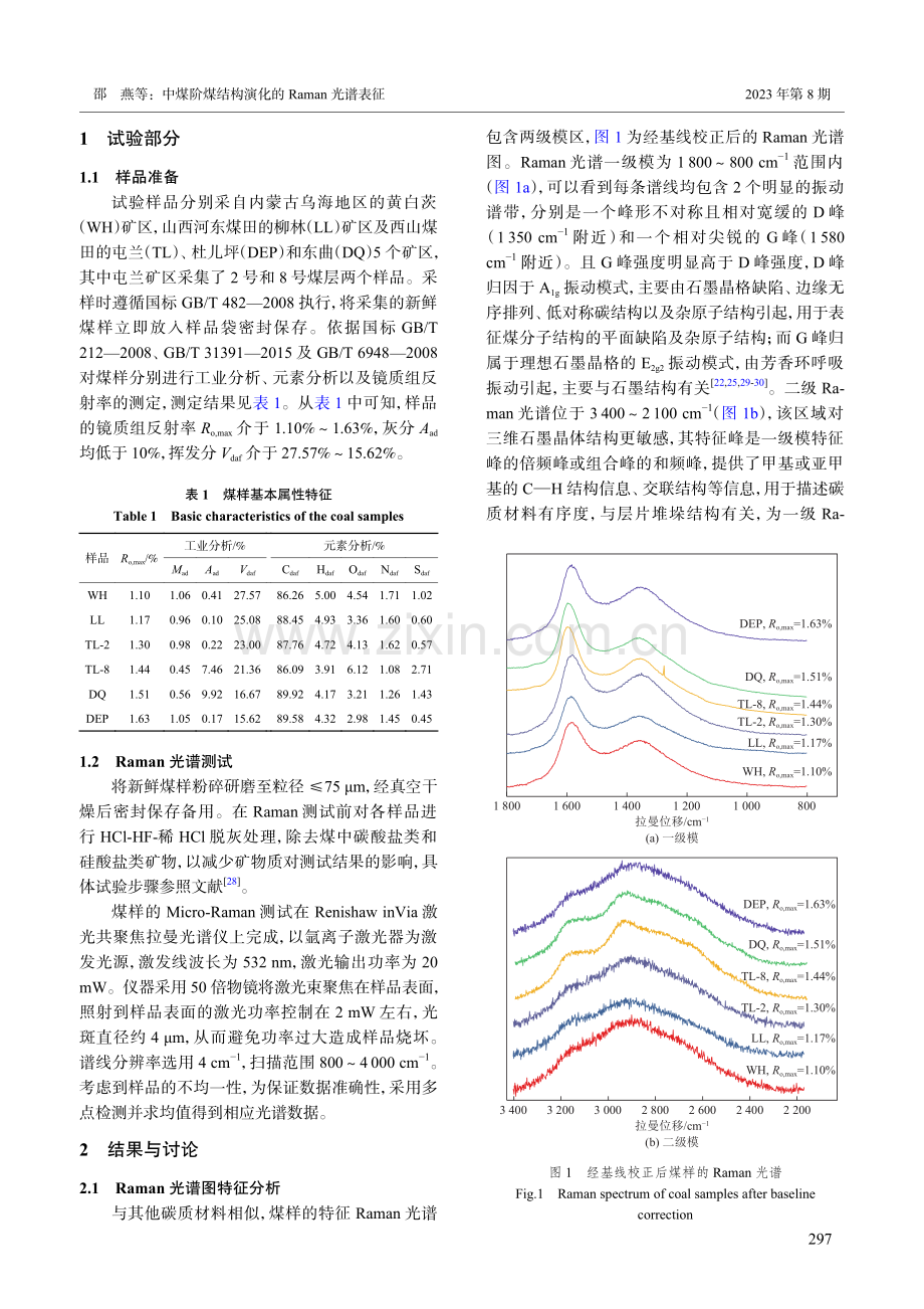 中煤阶煤结构演化的Raman光谱表征.pdf_第3页