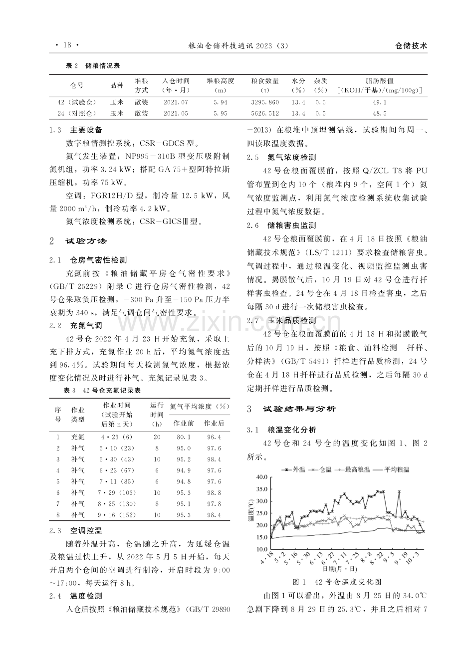 中温高湿储粮区玉米控温度夏技术组合应用效果研究.pdf_第2页