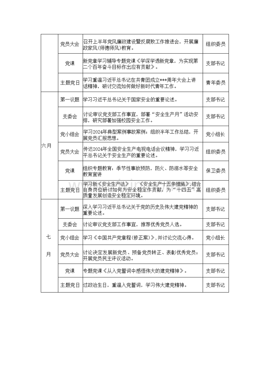 2024年度“三会一课计划表” +“主题党日计划表”（全年计划）图文版范文两篇.docx_第3页