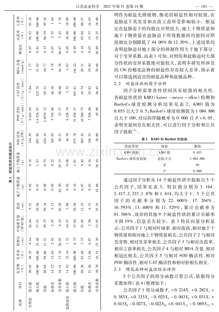 盐胁迫下黄河流域棉花品种主要性状的通径分析及优异种质筛选.pdf_第3页