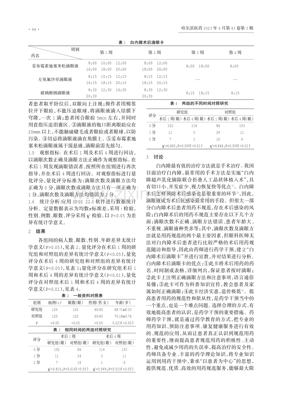 药学干预对白内障术后用药规范的实践分析.pdf_第2页