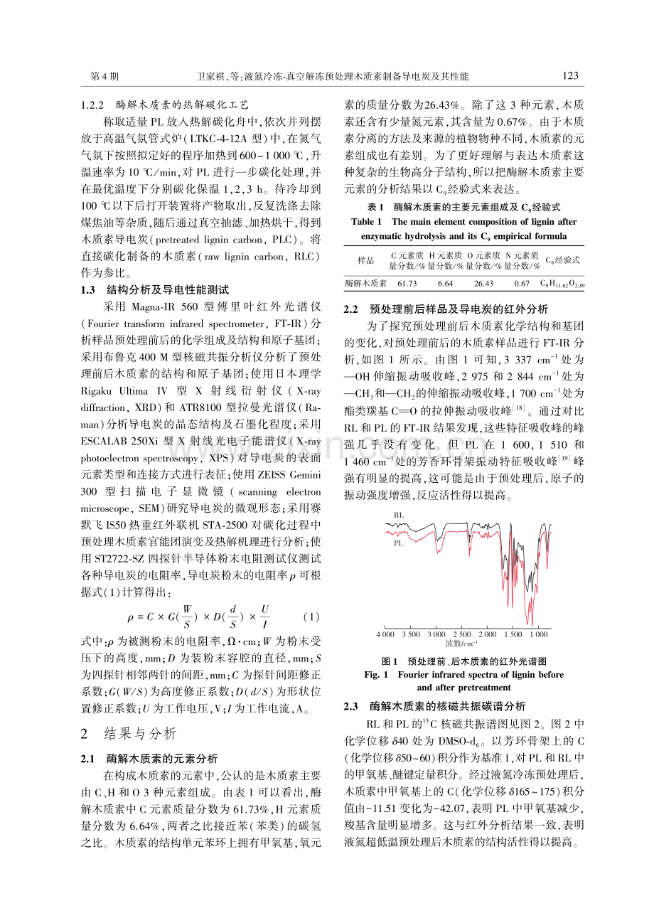 液氮冷冻-真空解冻预处理木质素制备导电炭及其性能.pdf_第3页