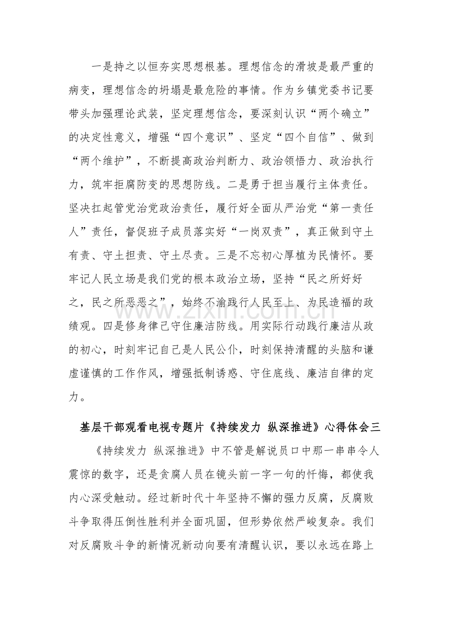 基层干部观看电视专题片《持续发力 纵深推进》汇篇心得体会.docx_第3页