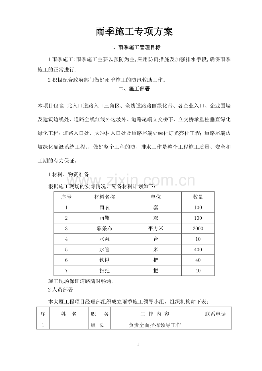 绿化雨季施工方案-.doc_第1页