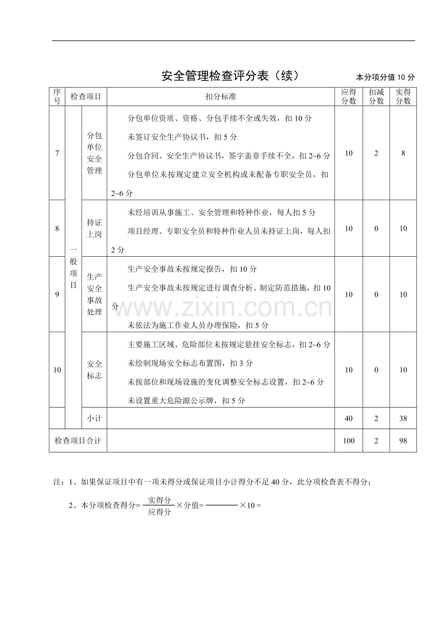 (主体施工)建筑施工安全分项检查评分表.doc_第2页