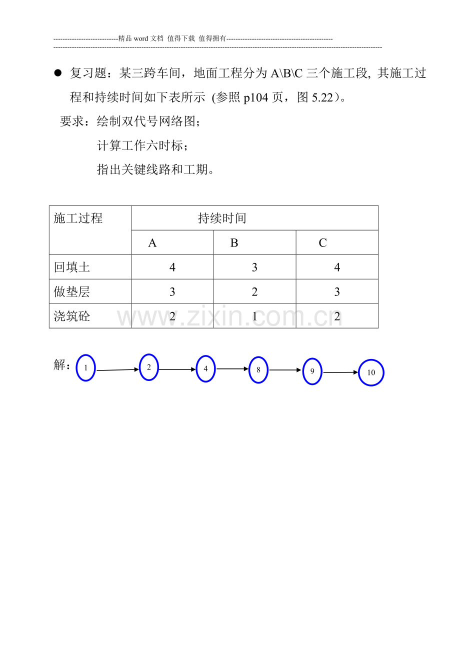 施工组织设计复习题-解题-某三跨车间.doc_第1页