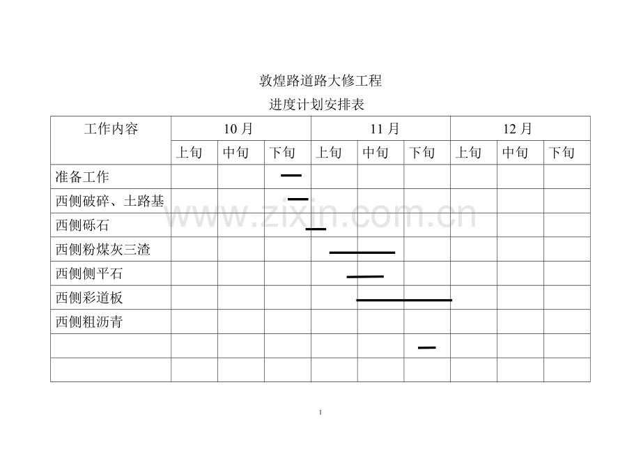 敦煌路道路大修工程进度计划表.doc_第1页