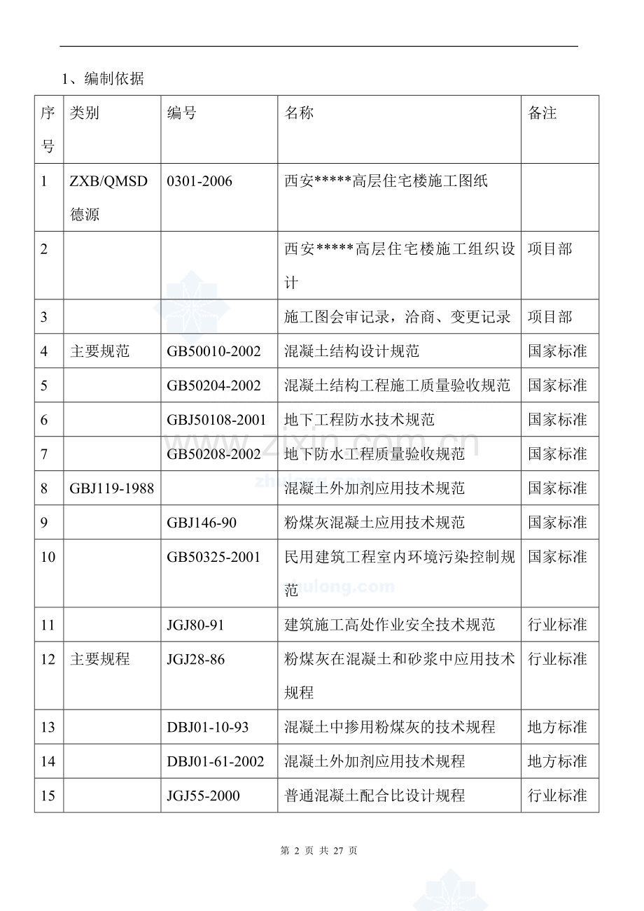 西安某高层住宅楼大体积混凝土施工方案-secret1.doc_第3页