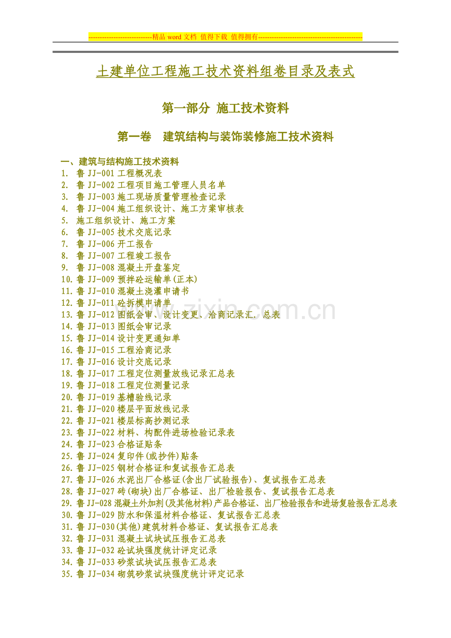 江西省土建单位工程施工技术资料组卷目录及表式(精华).doc_第2页