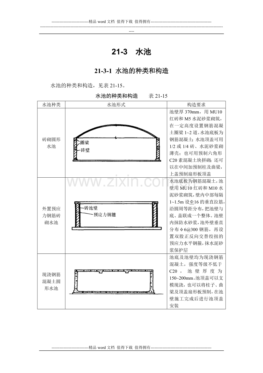 施工手册(第四版)第二十一章构筑物工程21-3-水池.doc_第1页