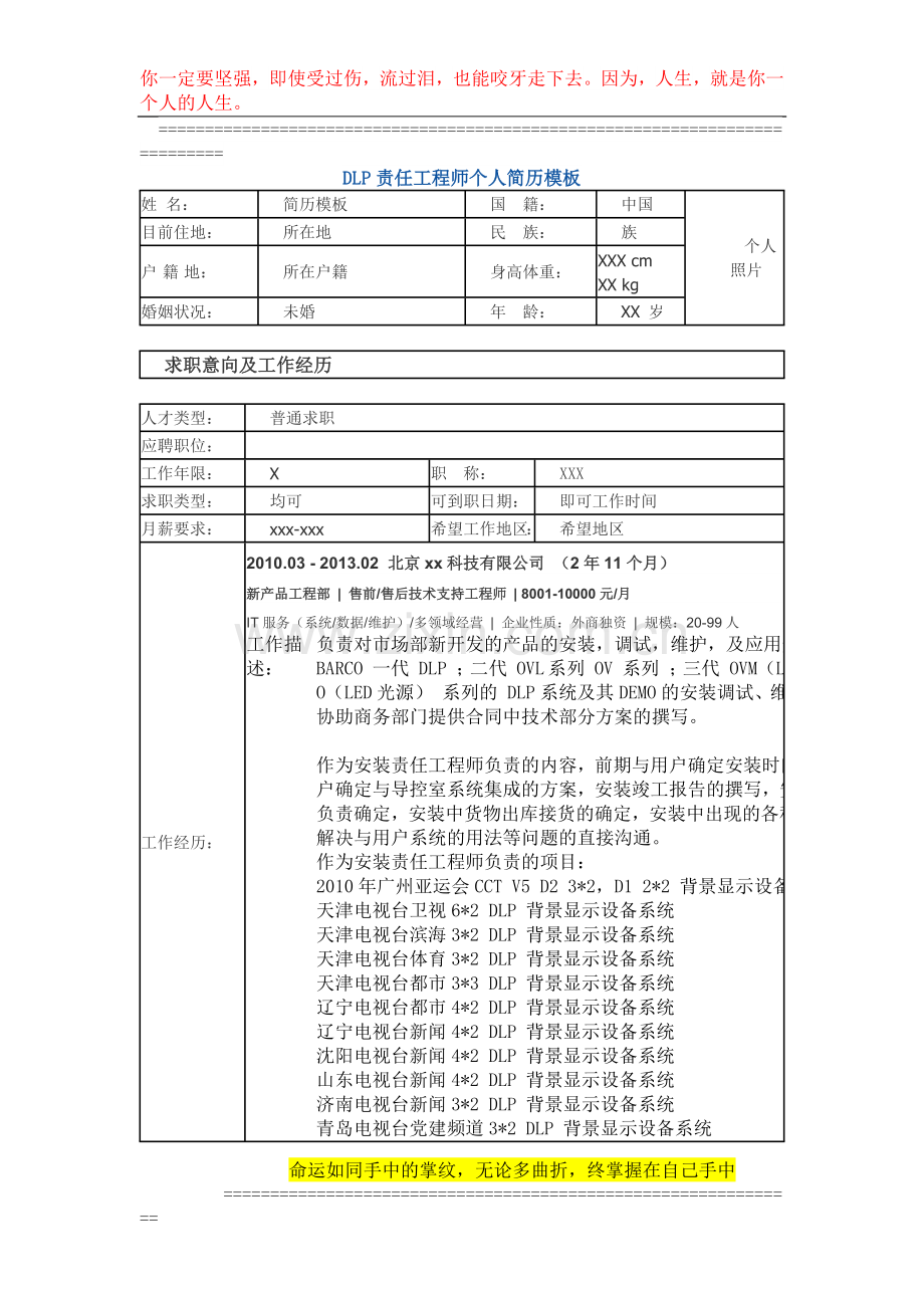 DPL责任工程师-个人简历模板.docx_第1页