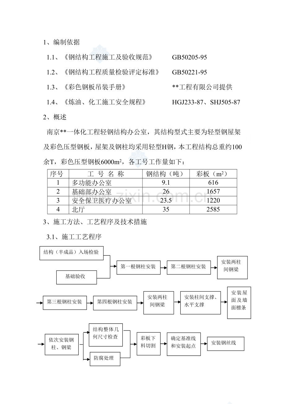 南京某钢结构彩板安装工程施工方案-secret.doc_第3页