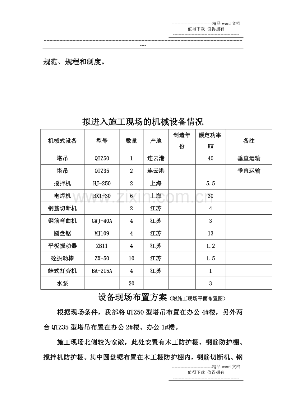 施工现场的机械设备情况及布置方案.doc_第3页