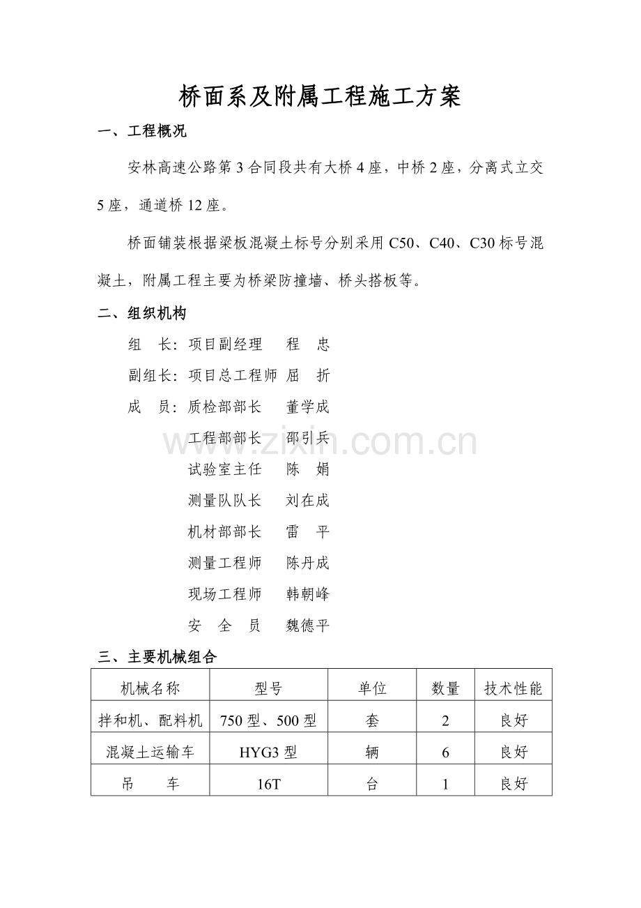 桥面系及附属工程施工技术方案.doc_第1页