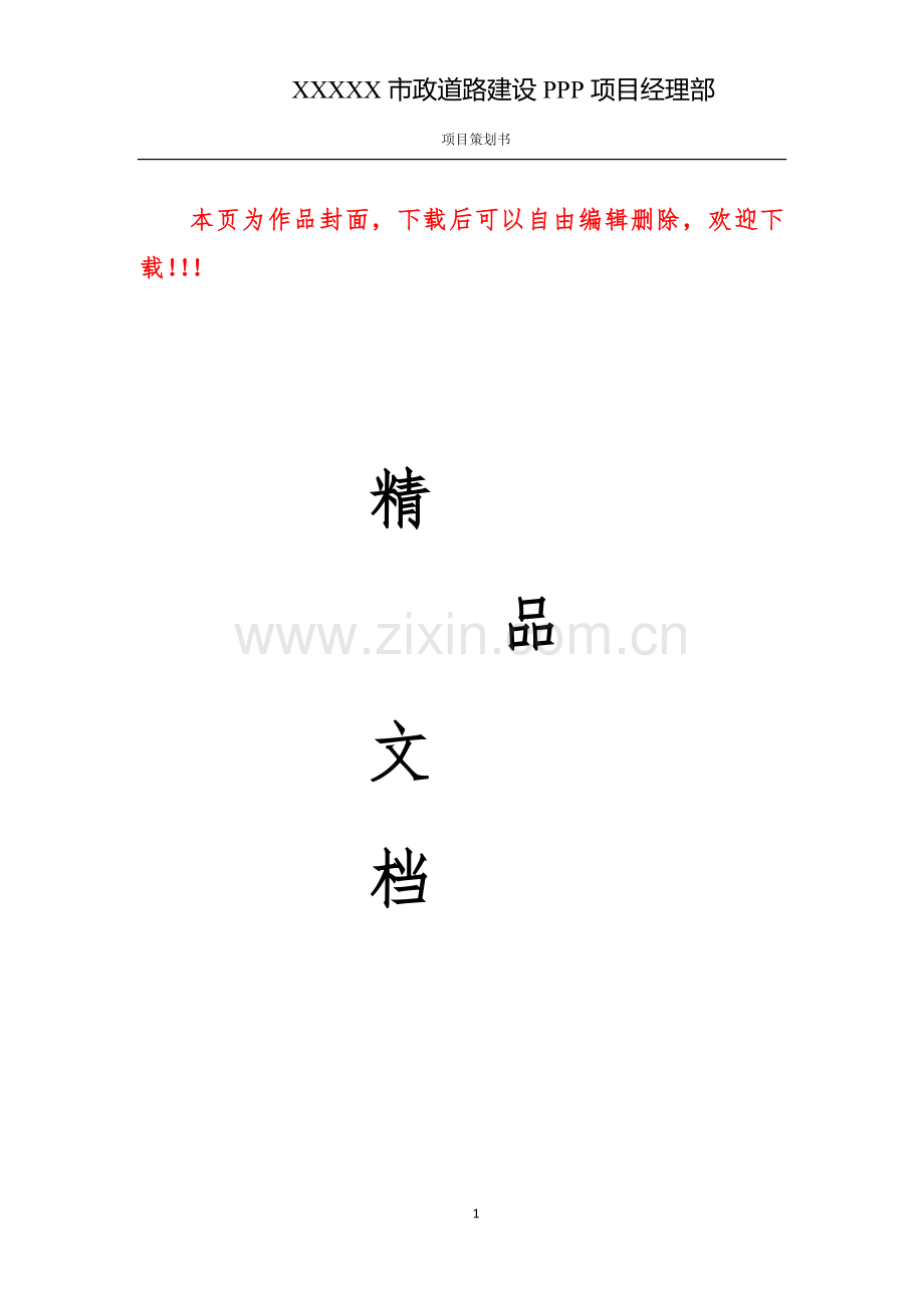 市政道路工程项目策划书.docx_第1页