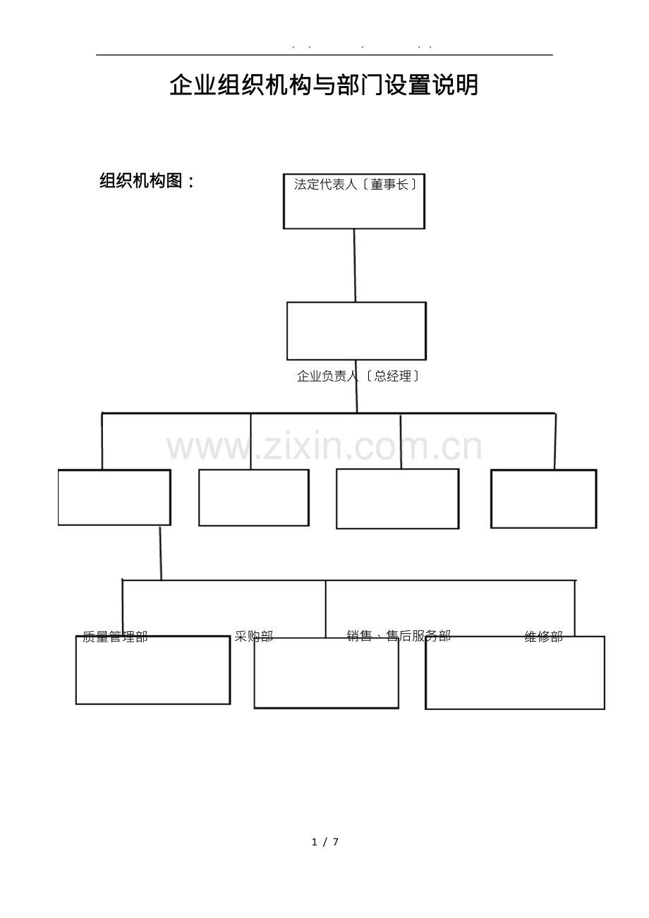 企业组织机构与部门设置说明.docx_第1页