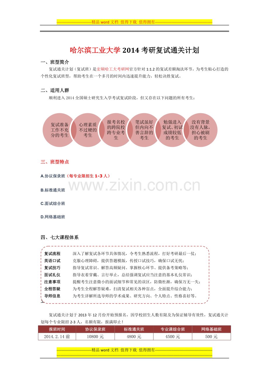 2014哈尔滨工业大学控制工程考研复试通关计划.docx_第1页