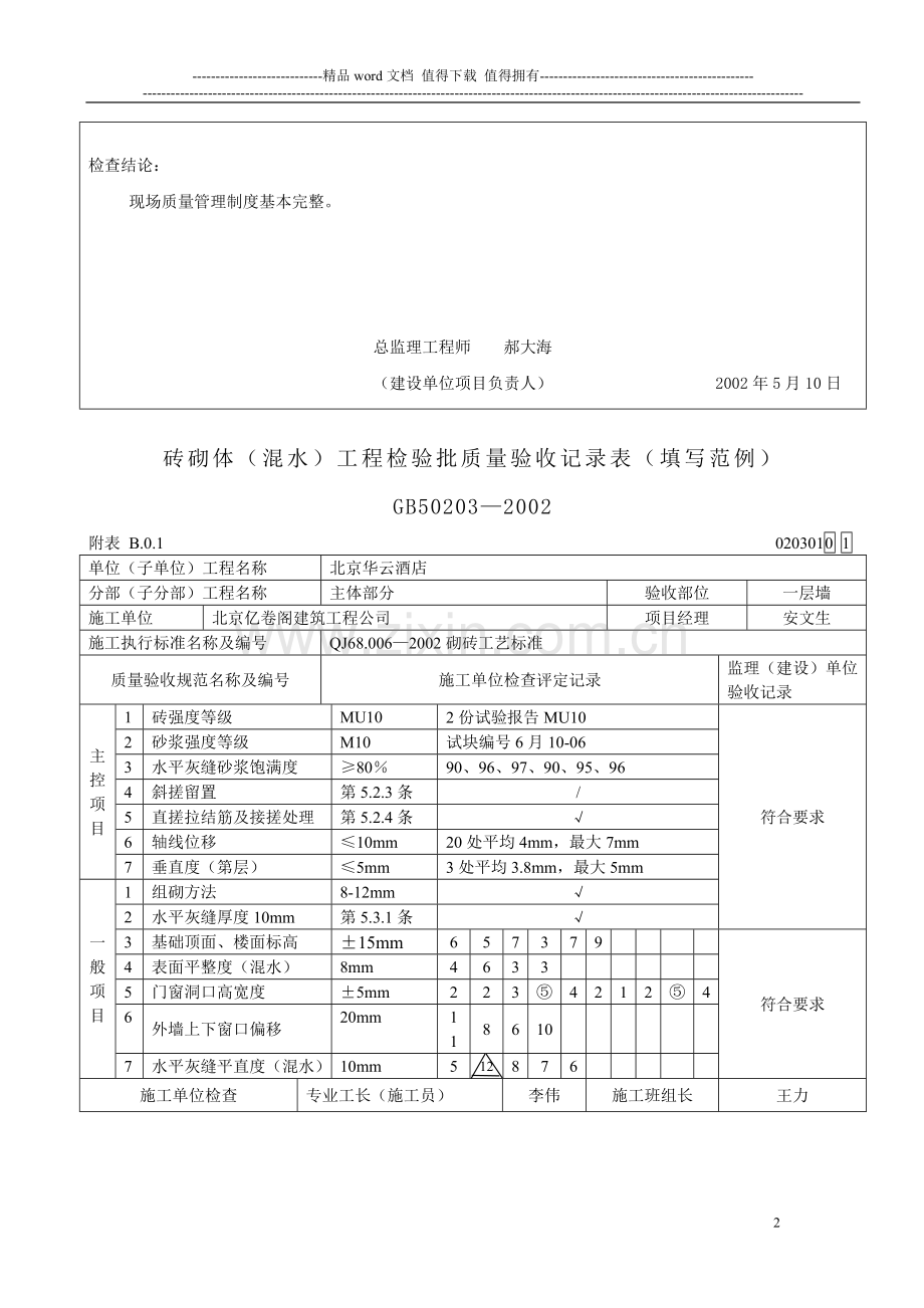 施工现场质量管理检查记录表(填写范例).doc_第2页