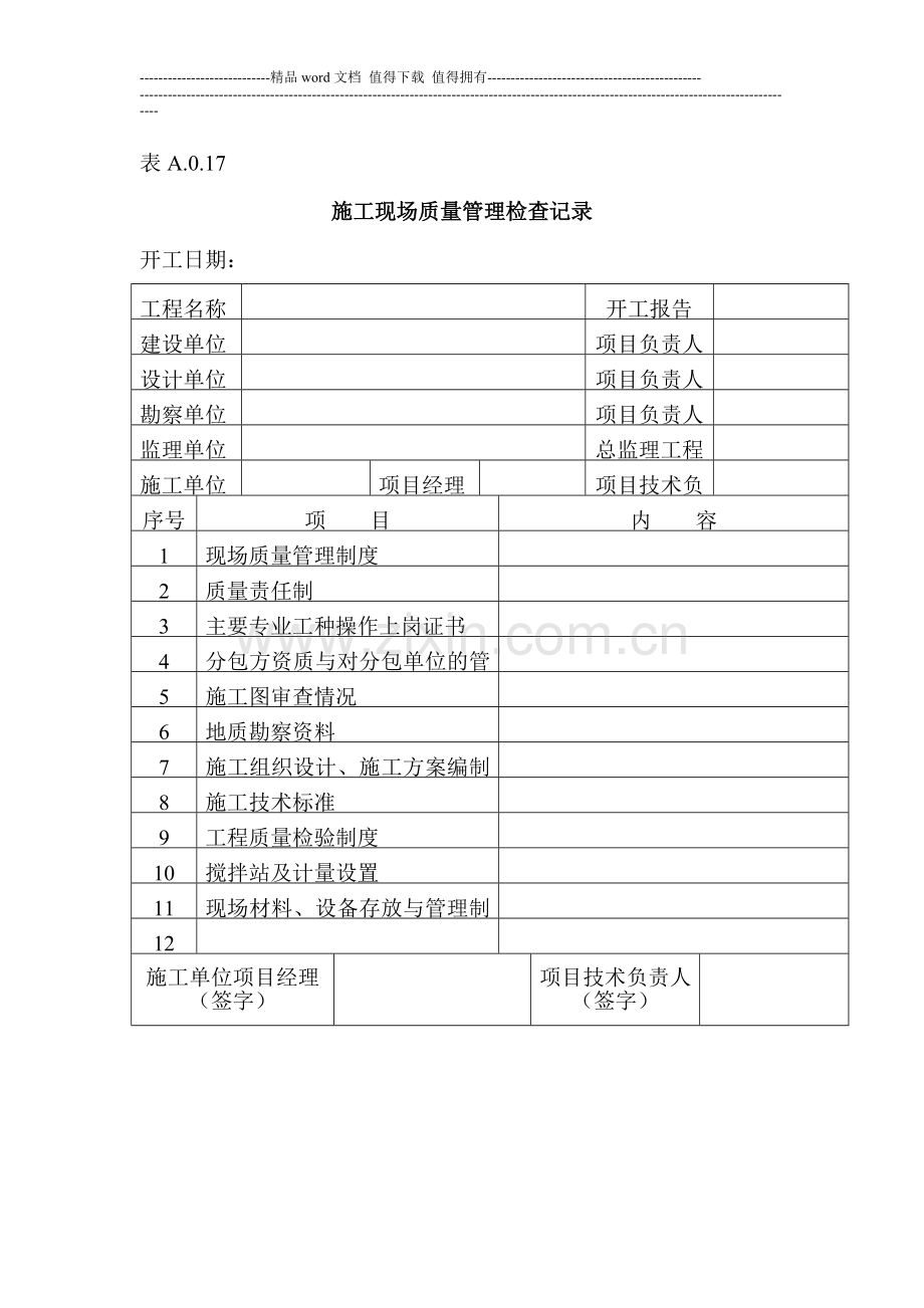 表A.0.1-15施工现场质量管理检查记录.doc_第1页