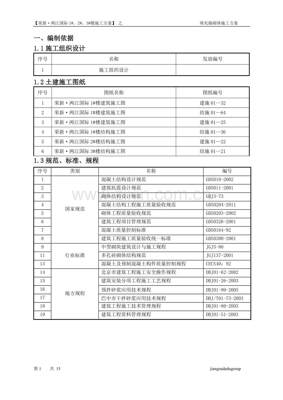 填充墙砌体施工方案(住宅楼).doc_第1页