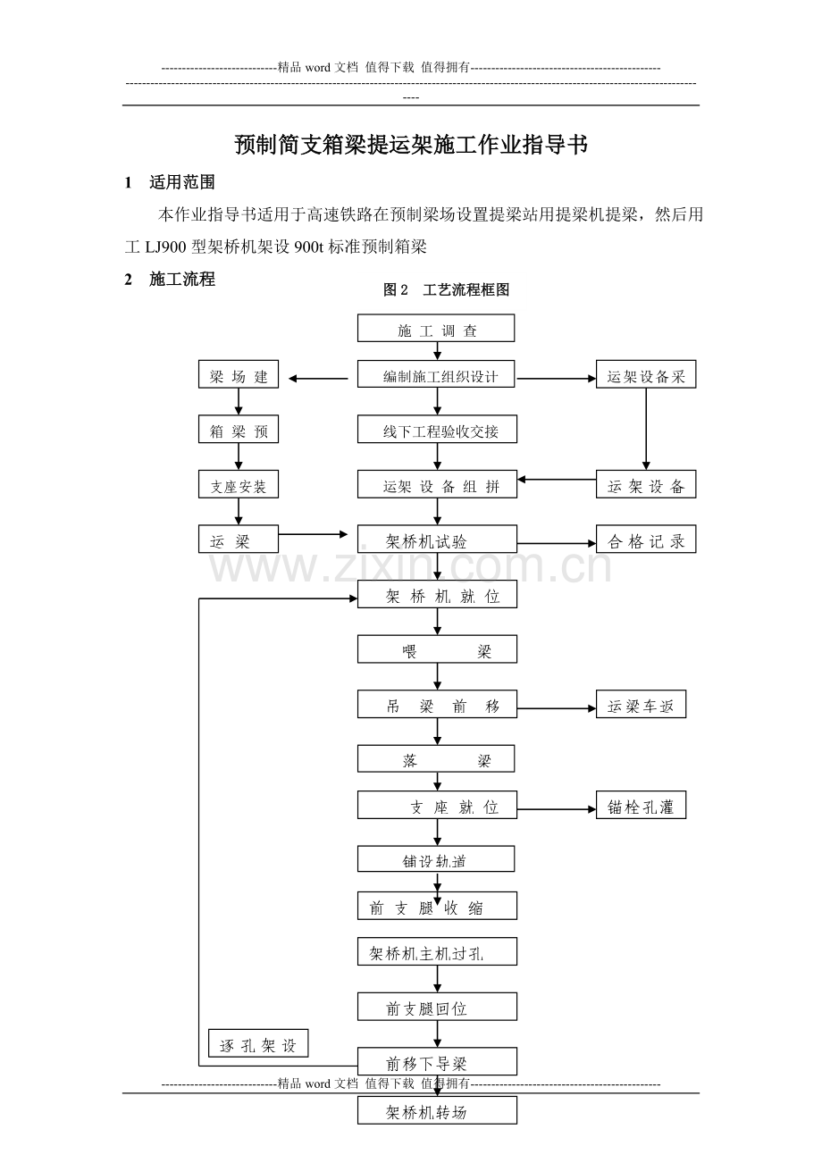 预制简支箱梁提运架施工作业指导书.doc_第1页