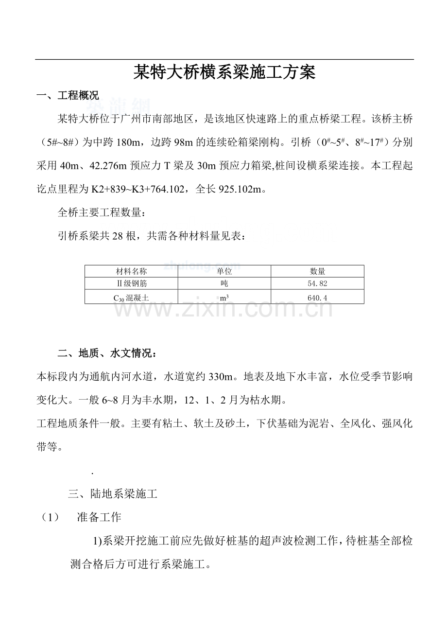 某特大桥横系梁施工方案.doc_第1页