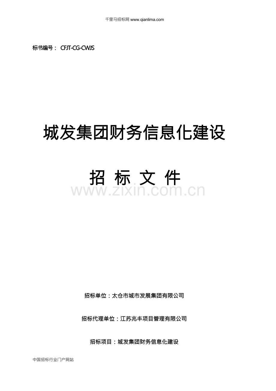 财务信息化建设采购招投标书范本.docx_第1页