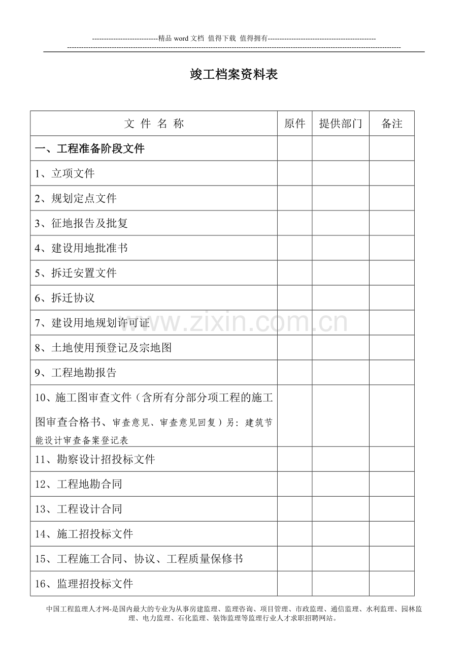 竣工档案资料表.doc_第1页