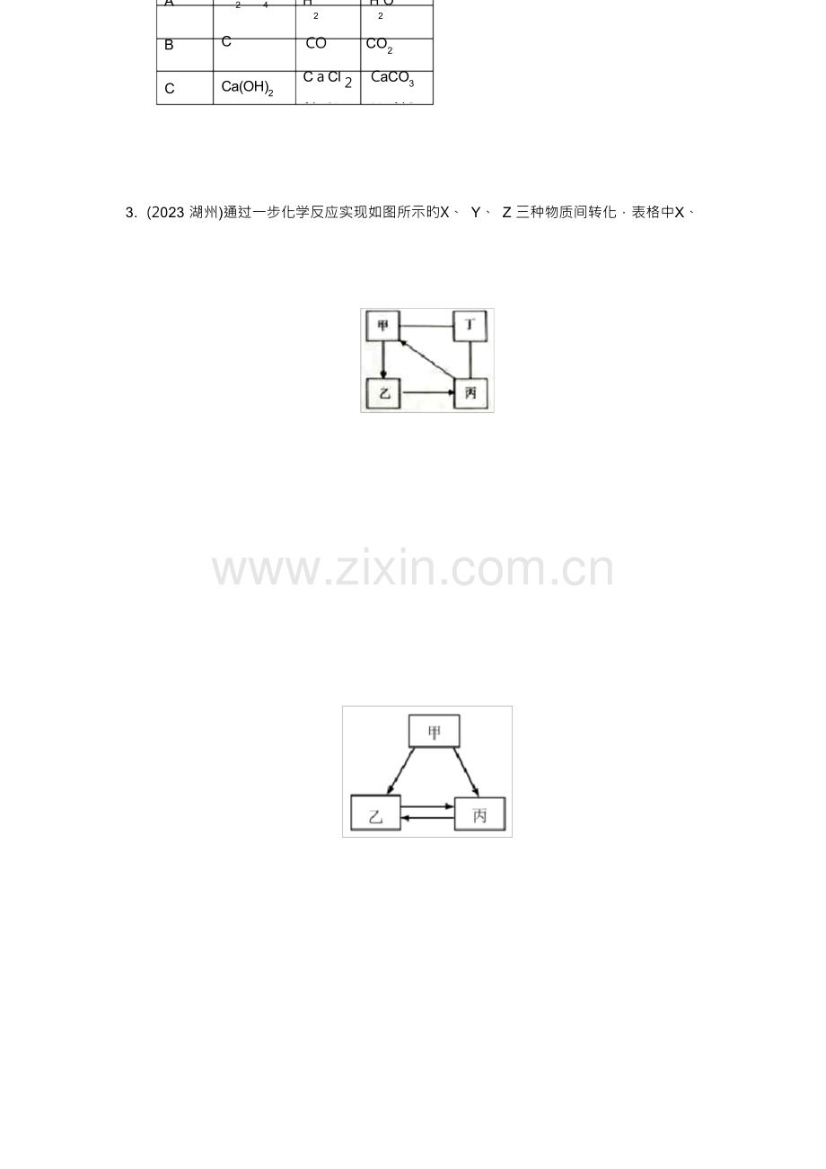 2023年各地中考化学真题分类汇编图框推断题版含答案.docx_第2页