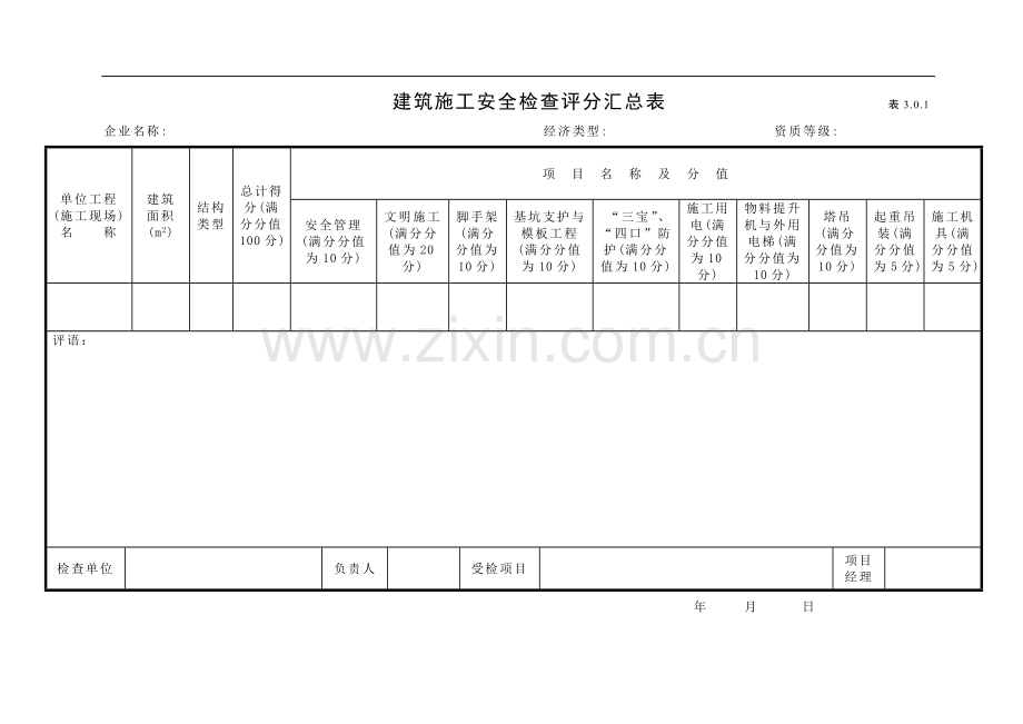 安全、文明施工检查评分表.doc_第1页