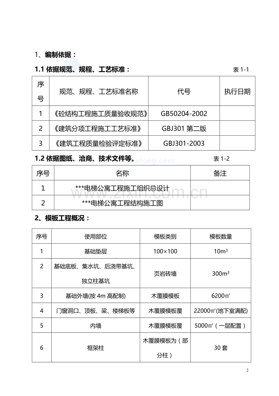 [四川]公寓楼模板工程施工方案(木模板、竹胶板)-secret.doc_第2页