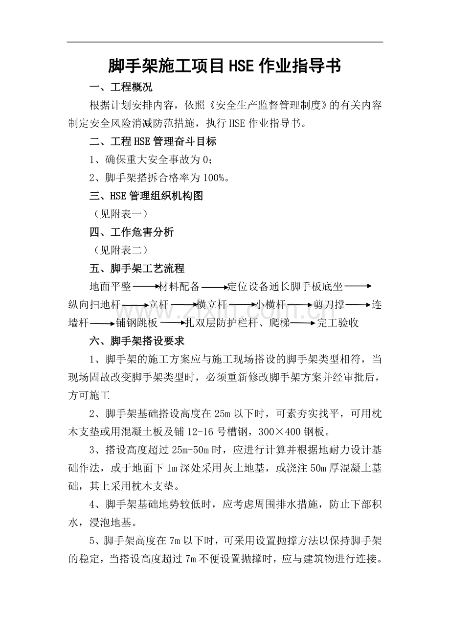 施工项目HSE作业指导书.doc_第1页