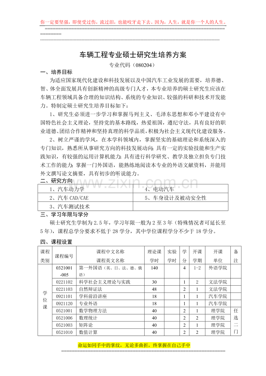 车辆工程专业硕士研究生培养方案.doc_第1页