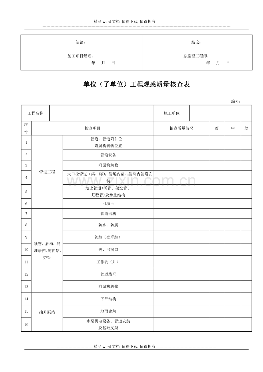 市政给排水管道工程检验批质量验收记录表.doc_第3页