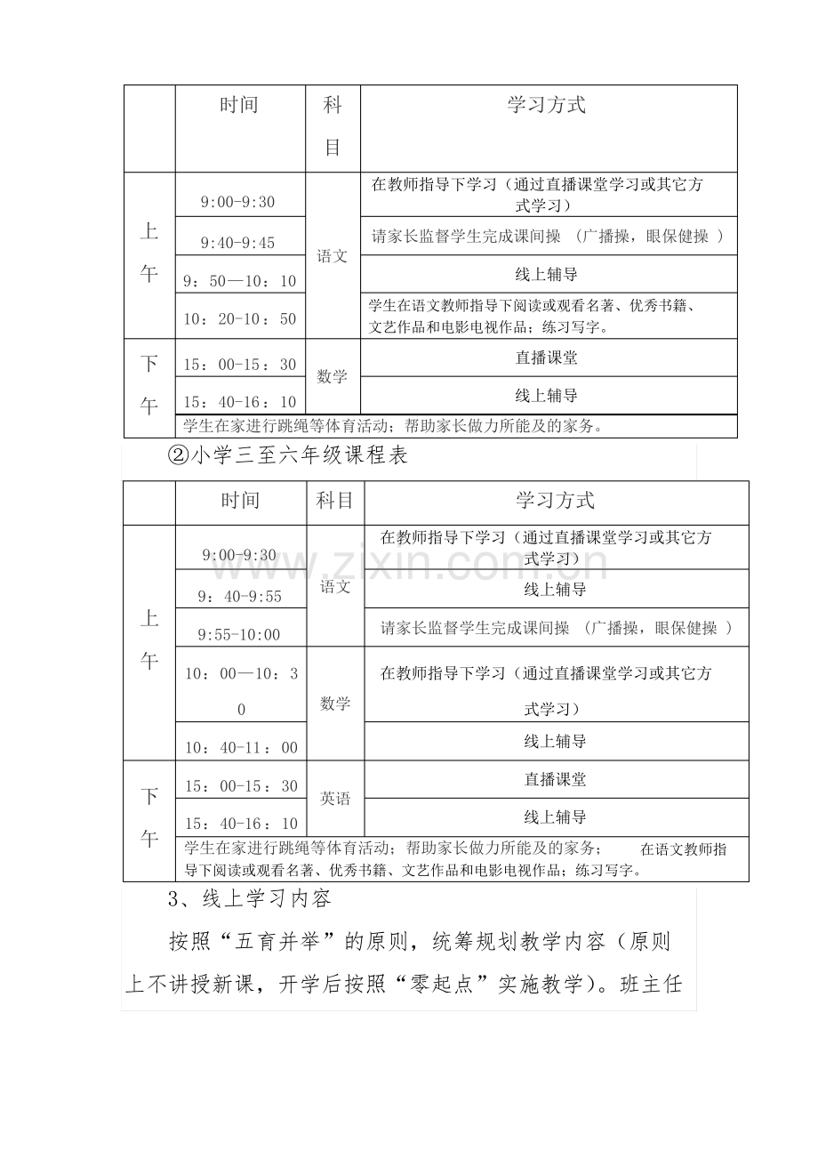 (新版)小学新冠疫情防控期间线上教学工作方案.pdf_第3页