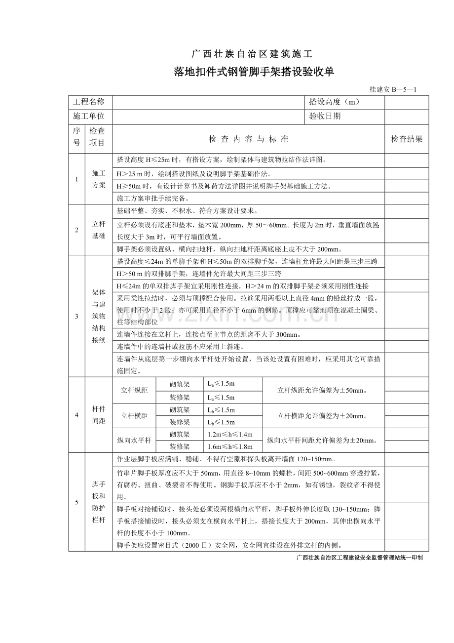 脚手架、临时用电、施工机具验收单表格.doc_第1页