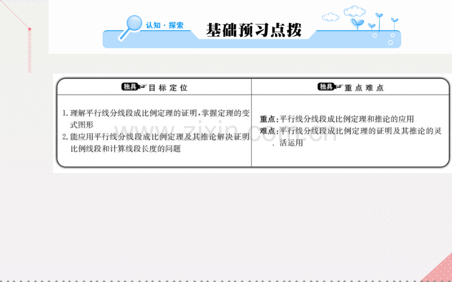 高中数学相似三角形判定及有关性质2平行线分线段成比例定理新人教A版选修.pptx_第2页