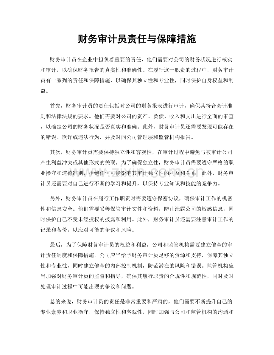 财务审计员责任与保障措施.docx_第1页