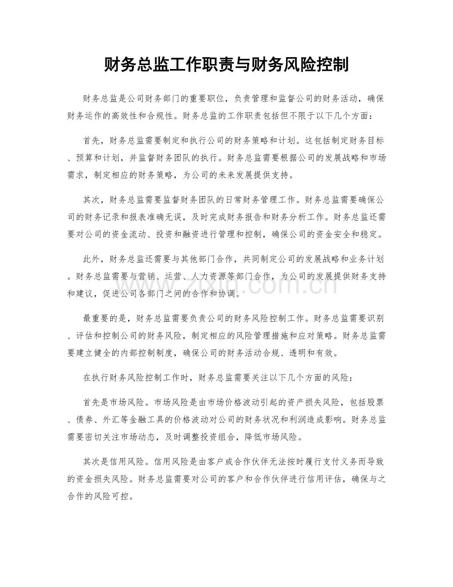 财务总监工作职责与财务风险控制.docx_第1页