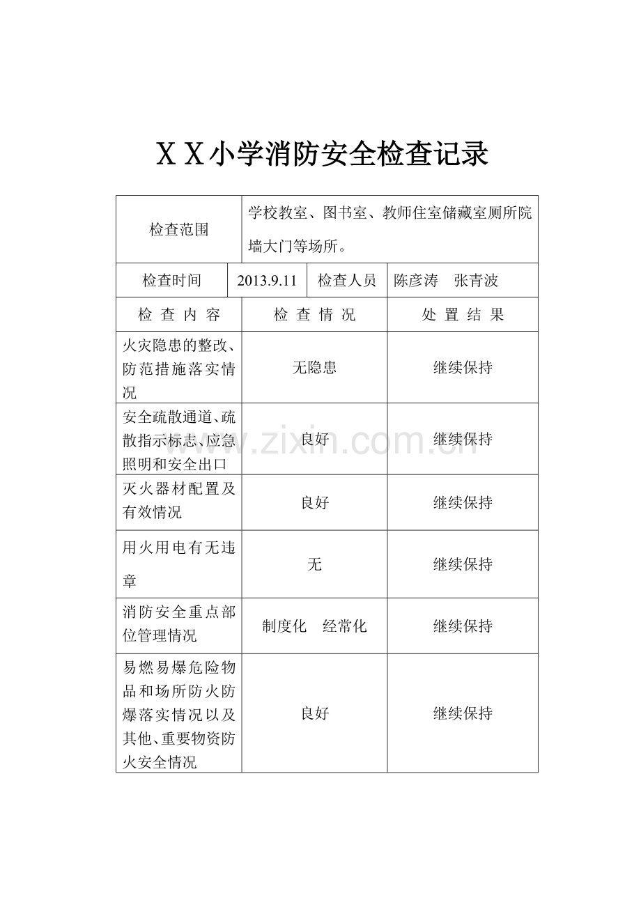 小学消防排查记录.doc_第2页