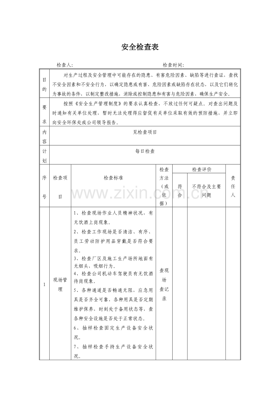 各类安全检查表.doc_第1页