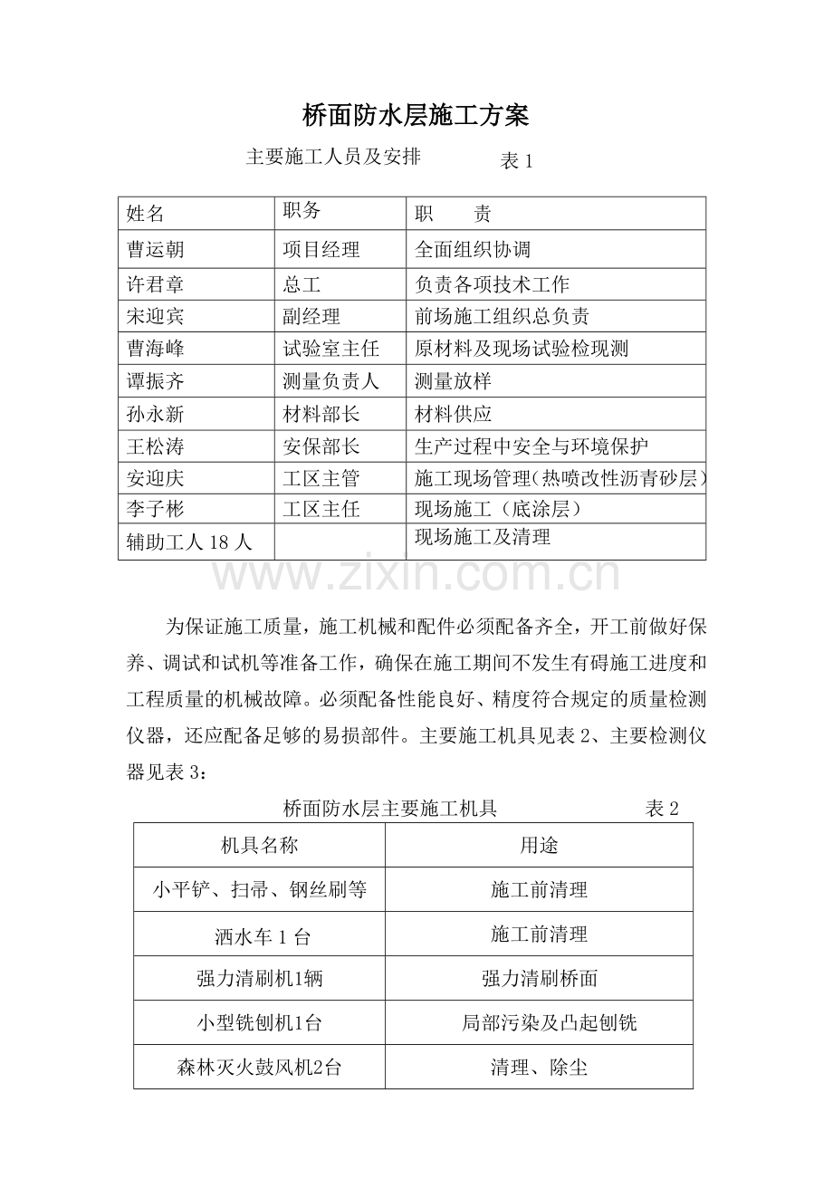 桥面防水层施工方案.docx_第1页