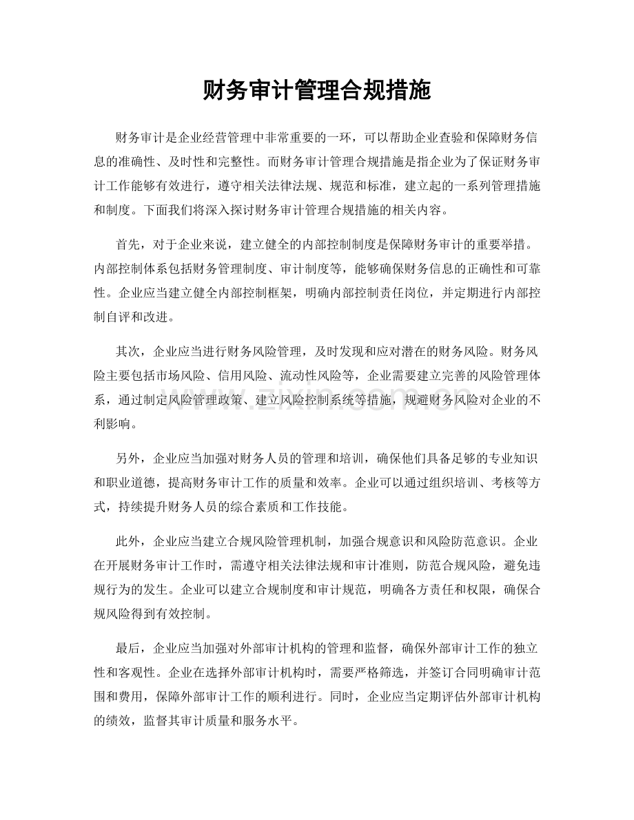 财务审计管理合规措施.docx_第1页