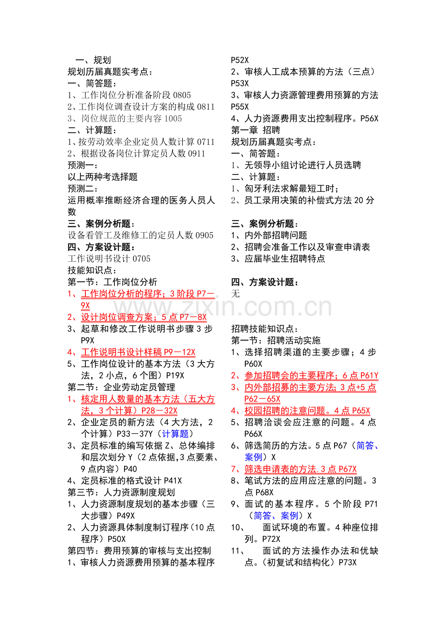 历年人力资源助理师考试技能题规律重点一览表.doc_第2页